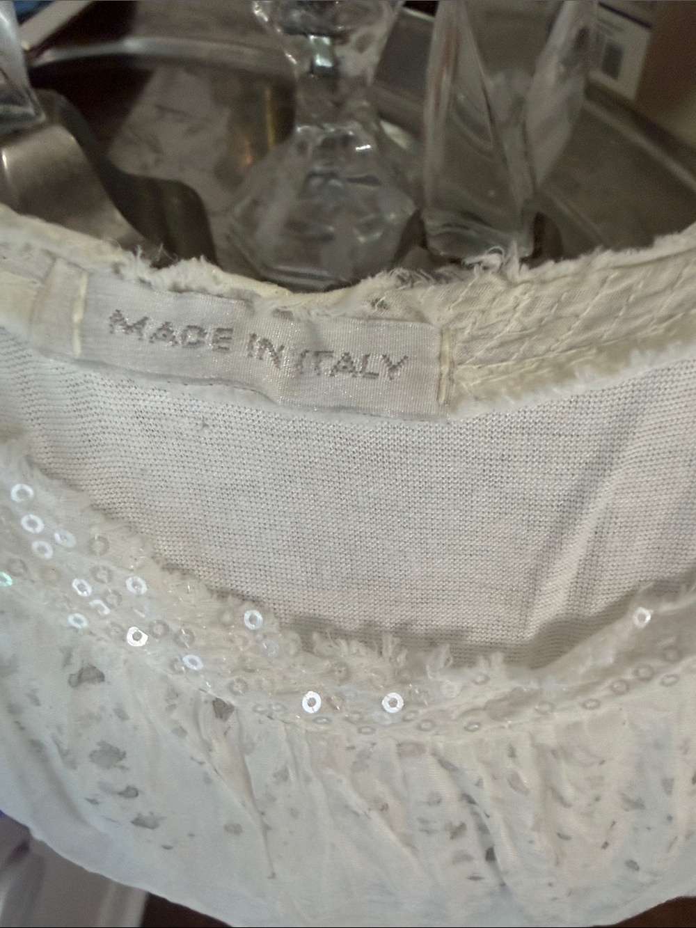 Made in Italy Cream Maxi Dress with Ombre Floral Hem - Picture 5 of 5
